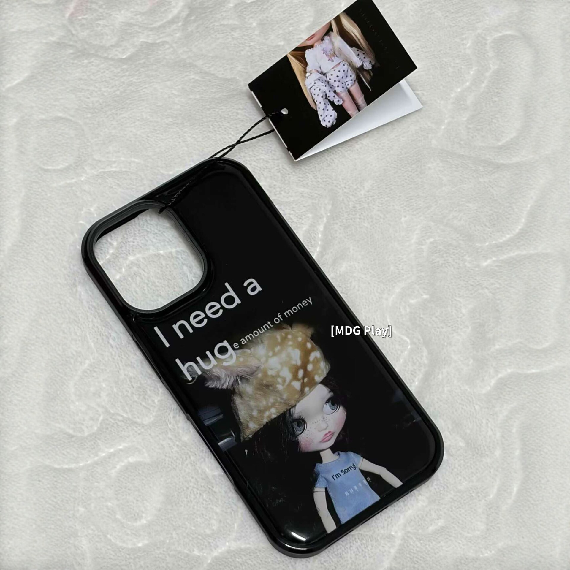 Back Cover Adhesive - Kore Tarzı Sevimli Başörtülü Bebek Siyah
